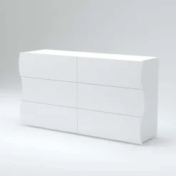 Comò 155x82h cm 6 cassetti moderno bianco lucido Sea Gihome®