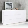 Comò 150x82h cm 6 cassetti moderno bianco lucido Neve