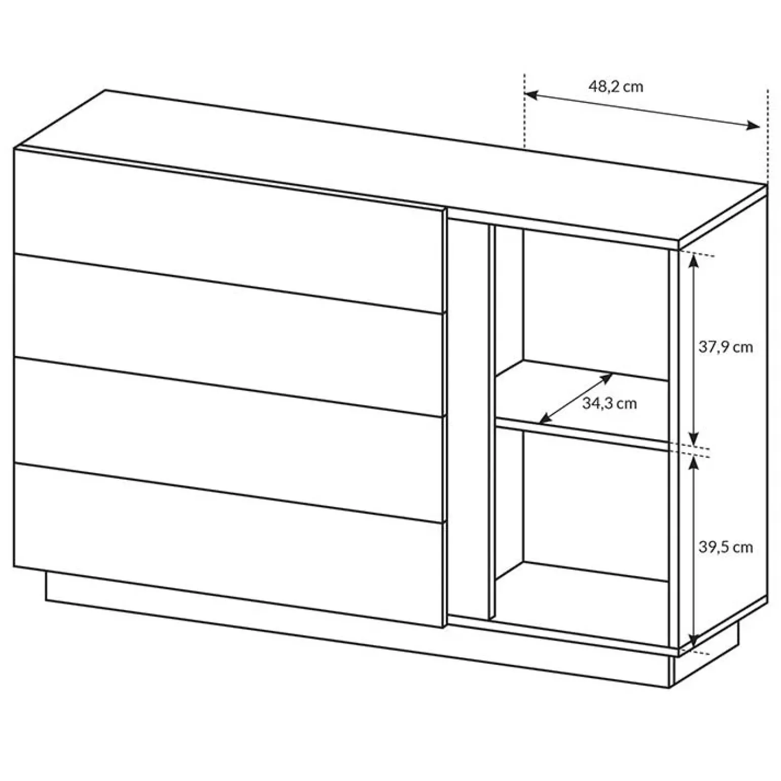 Comò 138x91h cm con cassetti moderno bianco lucido rovere Noa