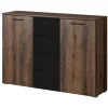 Comò 132x93h cm moderno rovere scuro nero Lisbona Gihome®