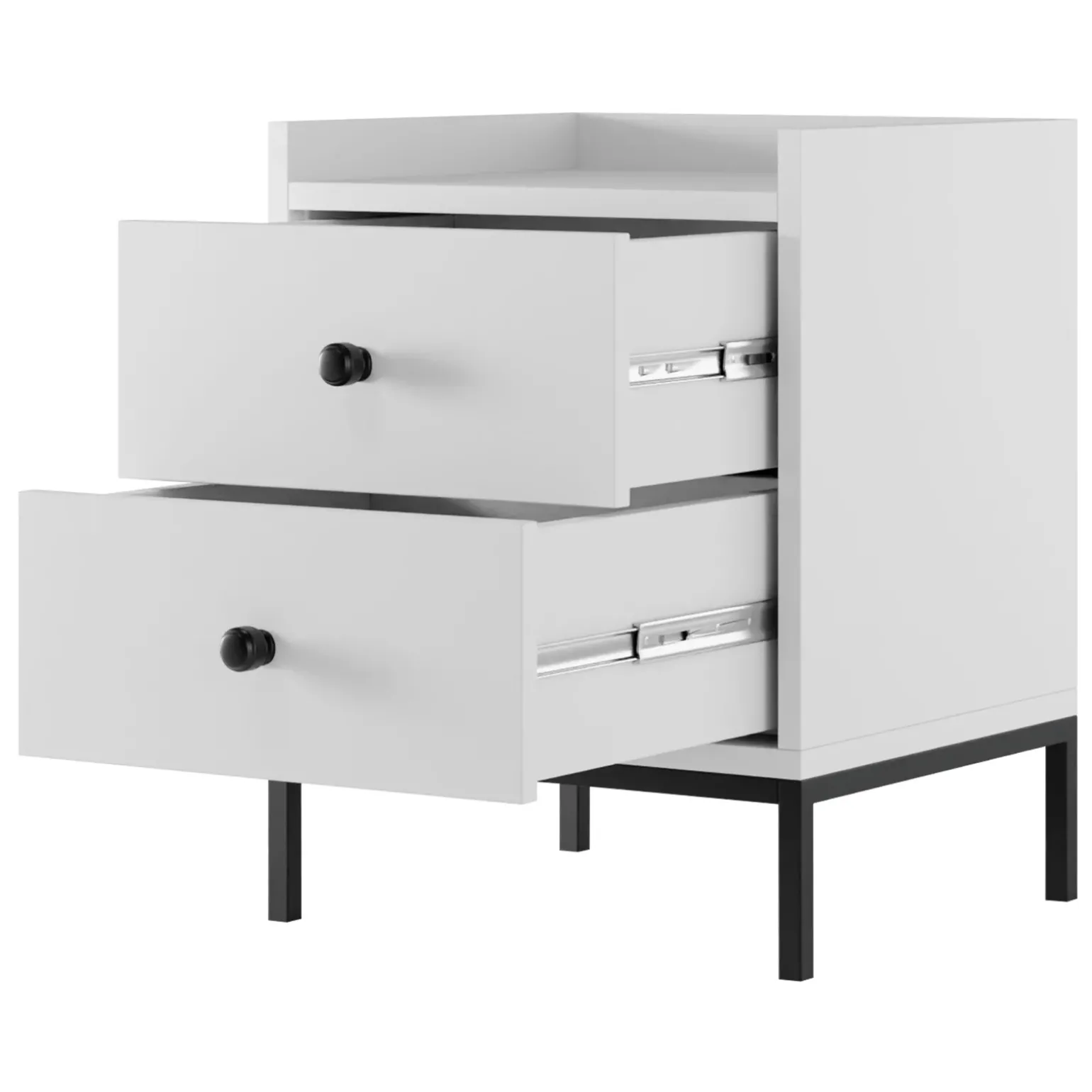 Comodino 40x47h cm 2 cassetti design moderno bianco Pollon