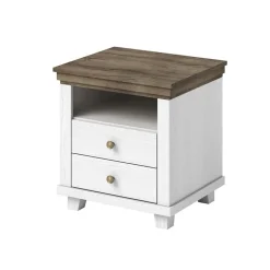 Comodino 52x54h cm 2 cassetti moderno bianco frassinato quercia Texel