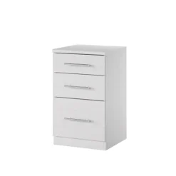 Comodino 37x63h cm 3 cassetti design bianco frassinato Dogliani