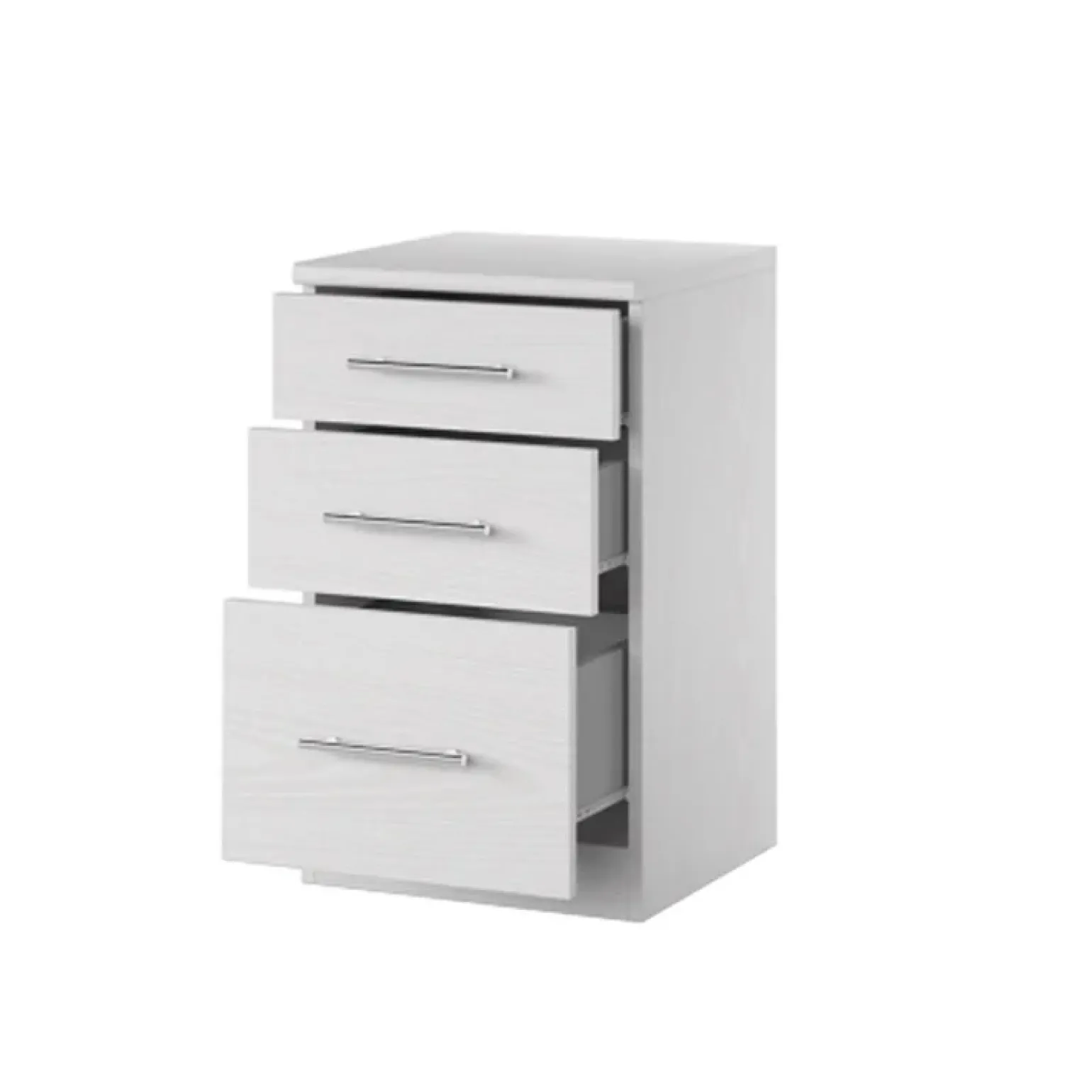 Comodino 37x63h cm 3 cassetti design bianco frassinato Dogliani