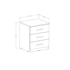 Comodino 46x56h cm 3 cassetti moderno pino bianco Cortina