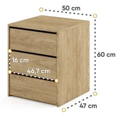 Comodino 50x60h cm 3 cassetti rovere Ombra