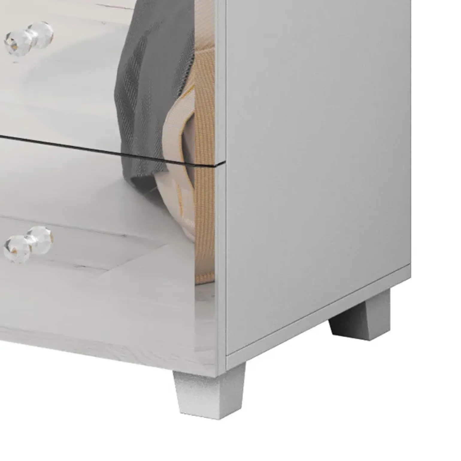 Comodino 45x51h cm 2 cassetti design con specchio bianco Selva