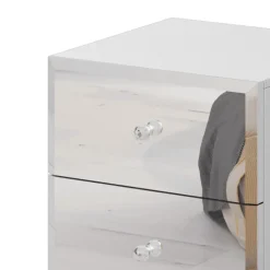 Comodino 45x51h cm 2 cassetti design con specchio bianco Selva