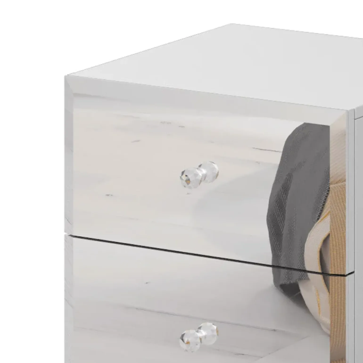 Comodino 45x51h cm 2 cassetti design con specchio bianco Selva