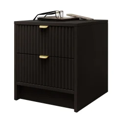 Comodino 35x40h cm 2 cassetti cannettato nero Athena