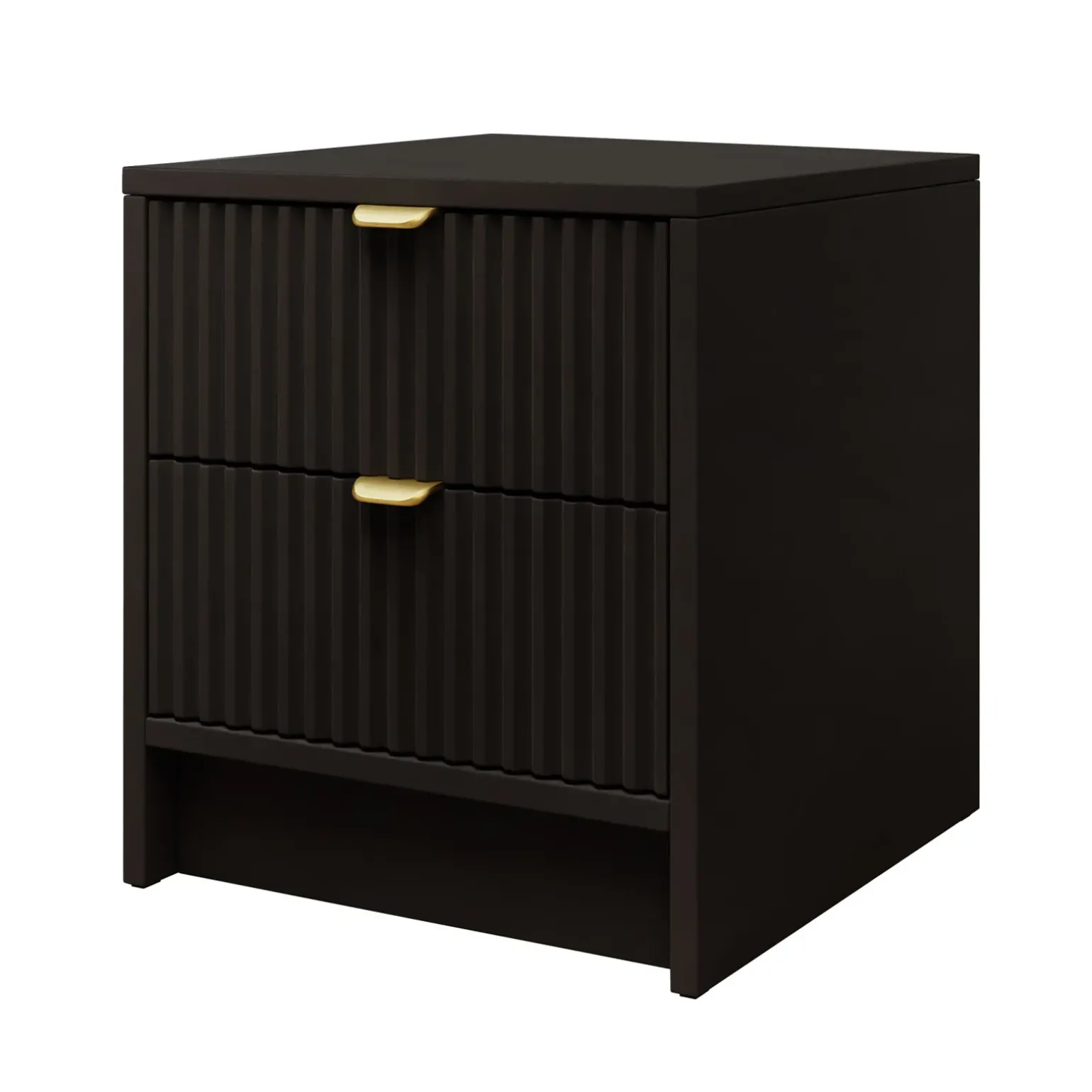 Comodino 35x40h cm 2 cassetti cannettato nero Athena