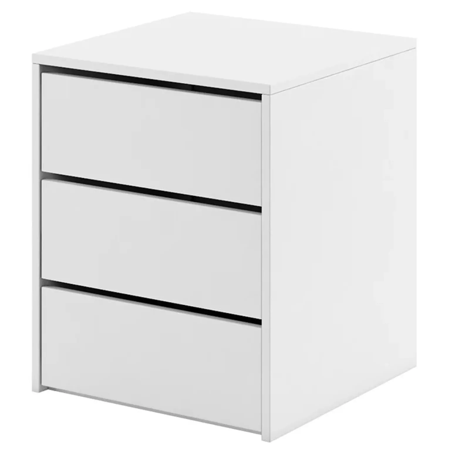 Comodino 50x60h cm 3 cassetti bianco opaco Ombra