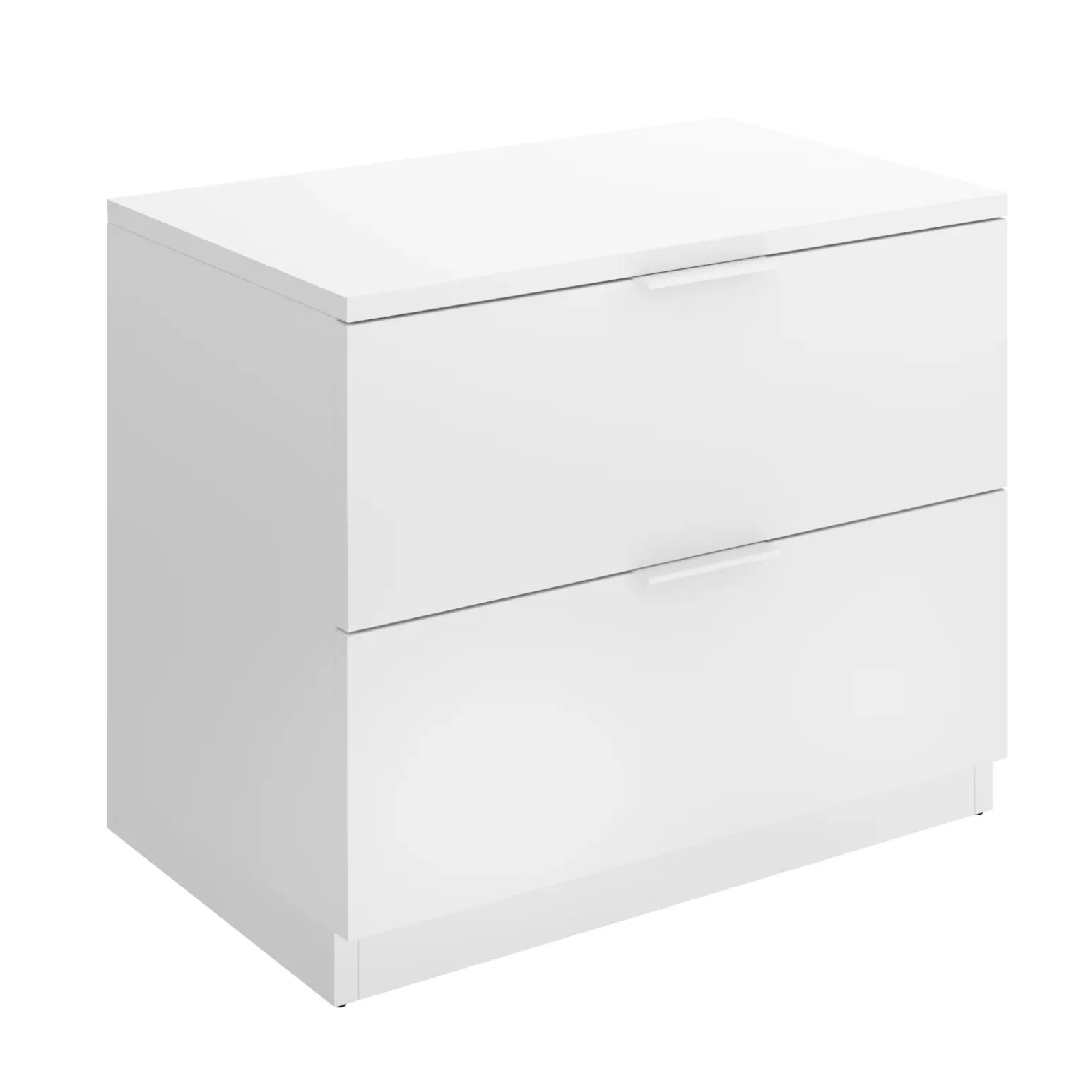 Comodino 46x50h cm 2 cassetti bianco opaco Manuel