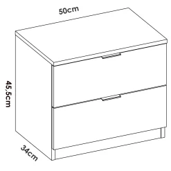 Comodino 46x50h cm 2 cassetti bianco opaco Manuel