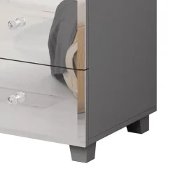 Comodino 45x51h cm 2 cassetti  design con specchio grigio Selva