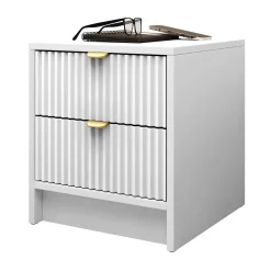 Comodino 35x40h cm 2 cassetti cannettato bianco Athena