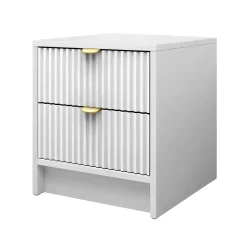 Comodino 35x40h cm 2 cassetti cannettato bianco Athena