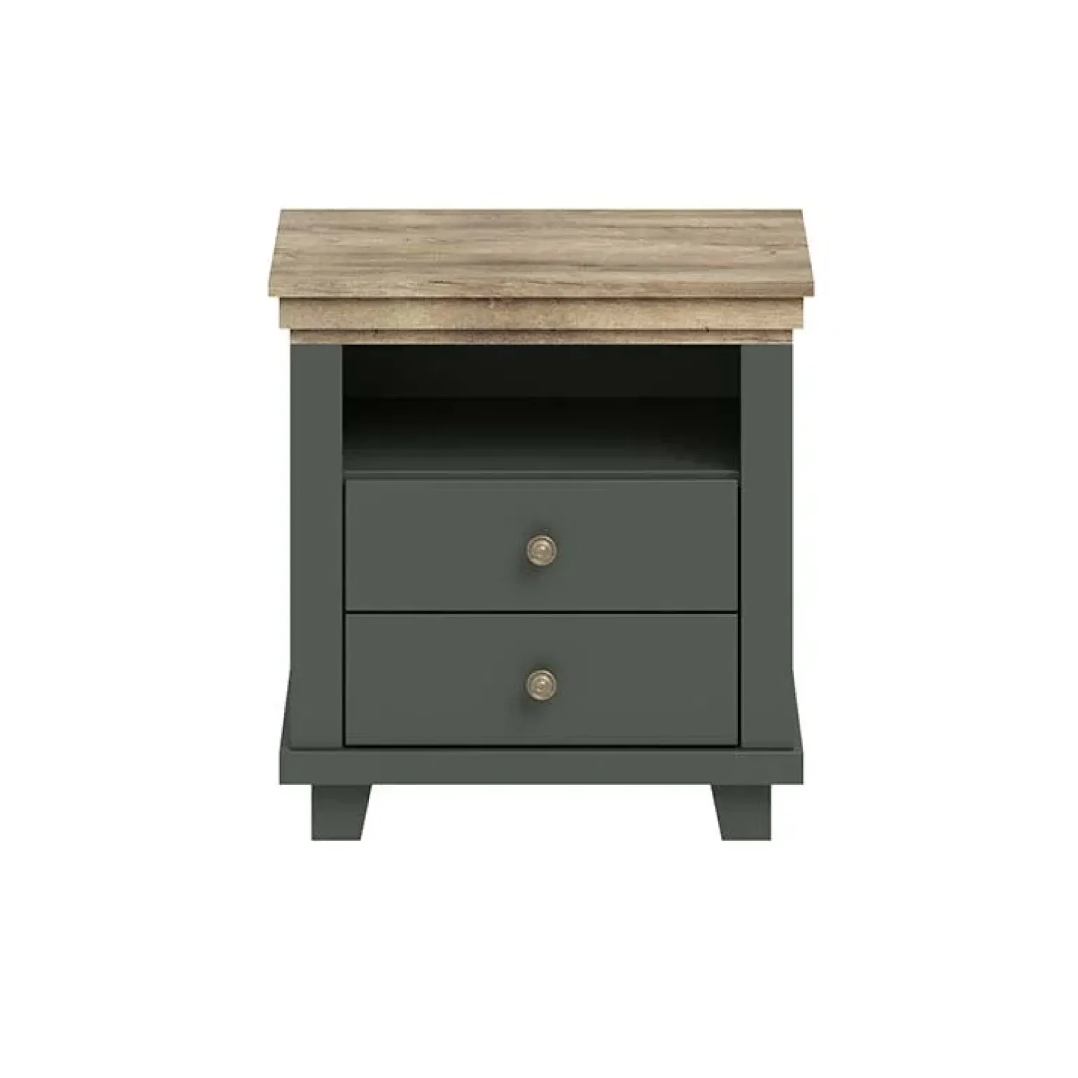 Comodino 52x54h cm 2 cassetti moderno verde quercia Texel