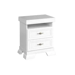 Comodino 58x68h cm 2 cassetti shabby bianco frassinato Kelly