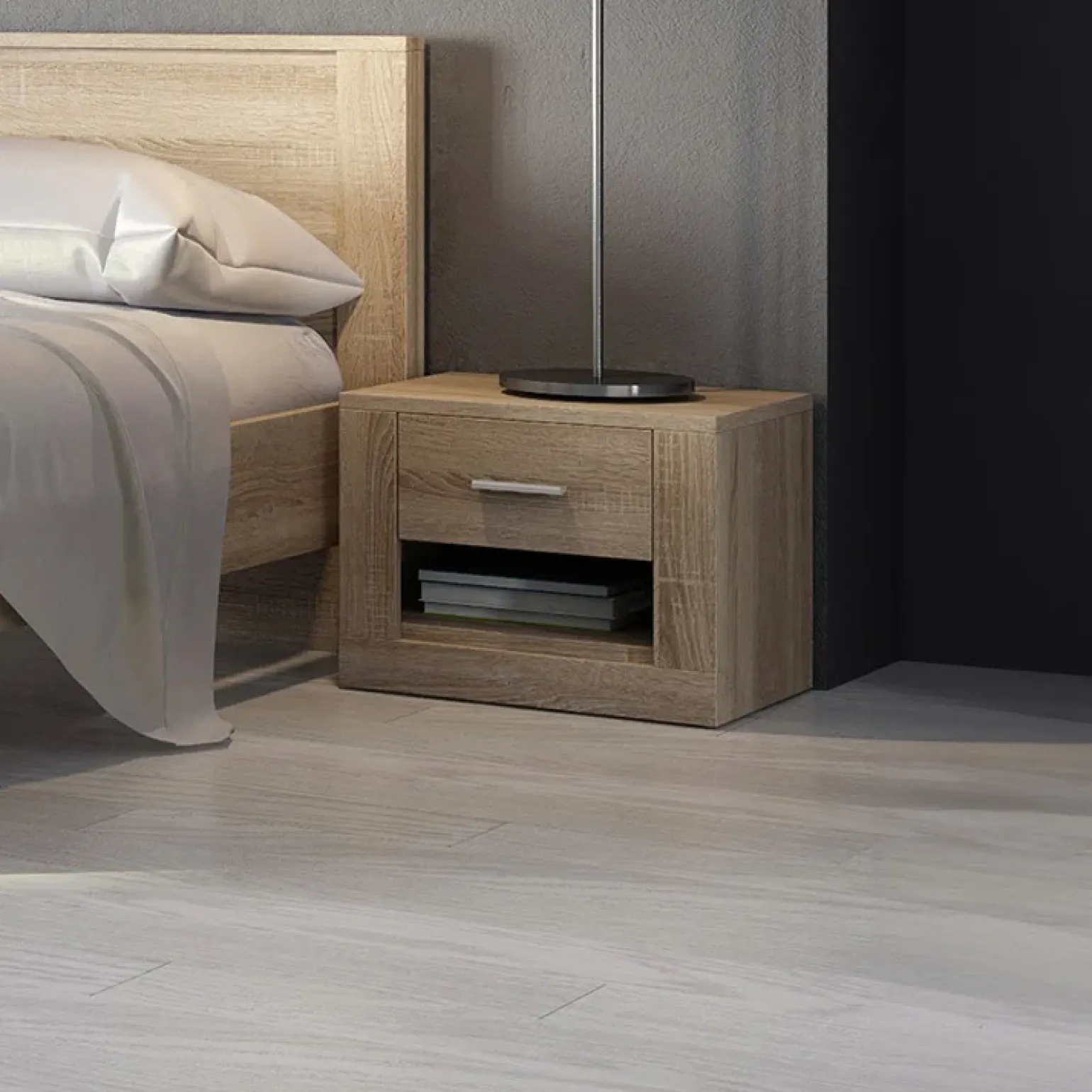 Comodino 50x40h cm 1 cassetto rovere Ombra
