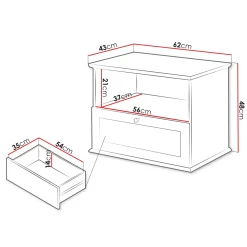 Comodino 62x48h cm 1 cassetto bianco rovere Relaxio