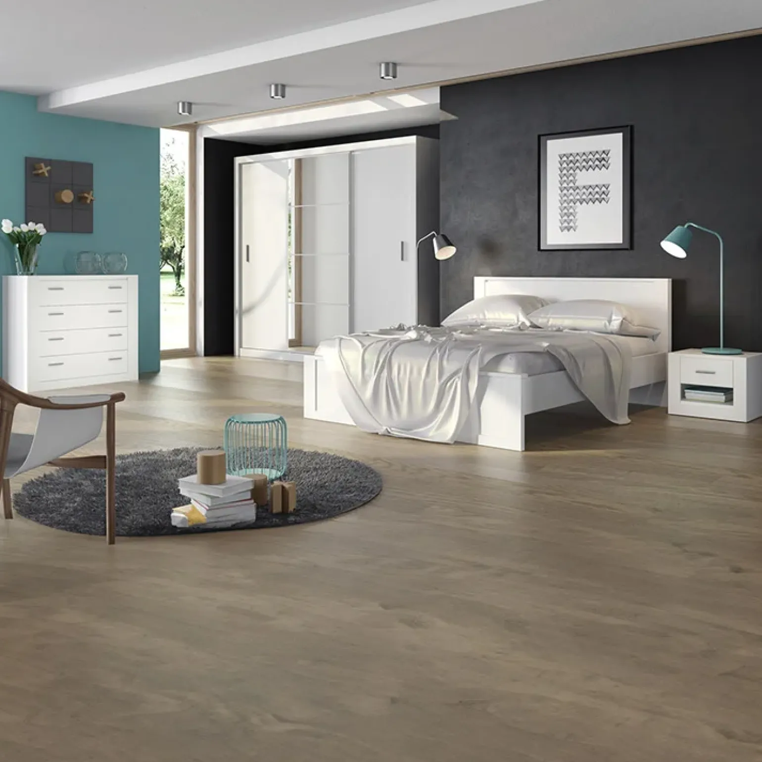 Comodino 50x40h cm 1 cassetto bianco opaco Ombra