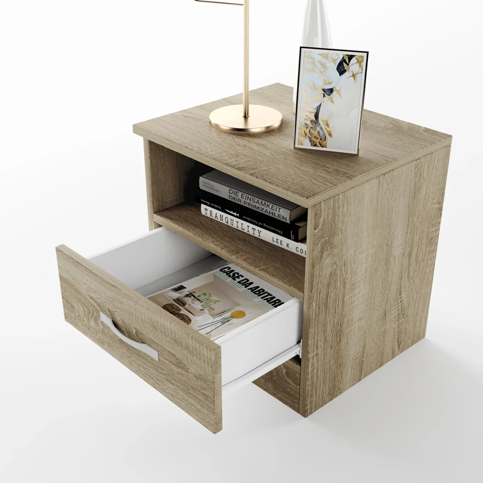 Comodino 40x41h cm 1 cassetto rovere sonoma Selvaggia Gihome®