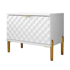 Comodino 50x40h cm 1 cassetto con frontali decorati bianco Amsterdam