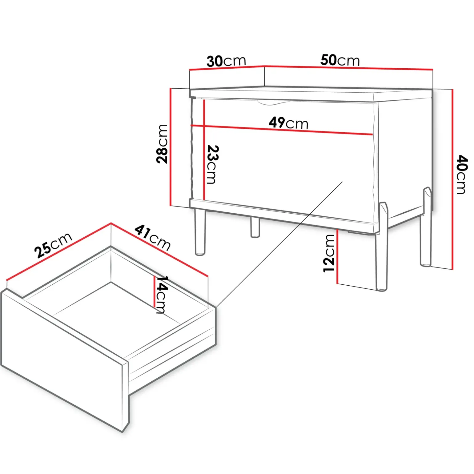 Comodino 50x40h cm 1 cassetto con frontali decorati bianco Amsterdam
