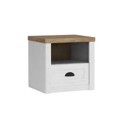 Comodino 51x45h cm 1 cassetto 1 vano bianco frassinato rovere Provenza