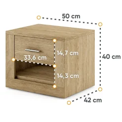 Comodino 50x40h cm 1 cassetto rovere rustico Ombra