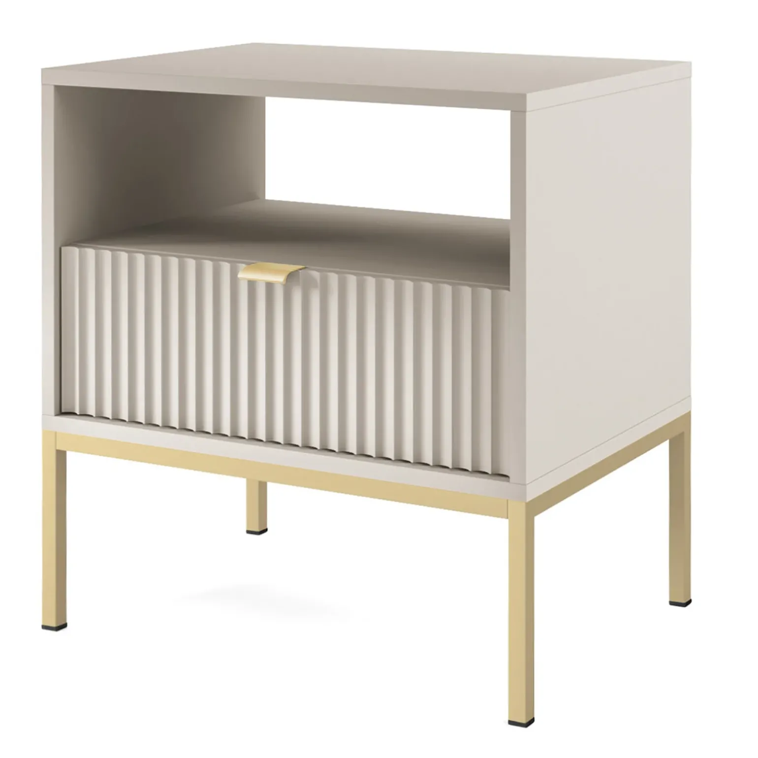 Comodino 54x56h cm 1 cassetto moderno beige Alisa