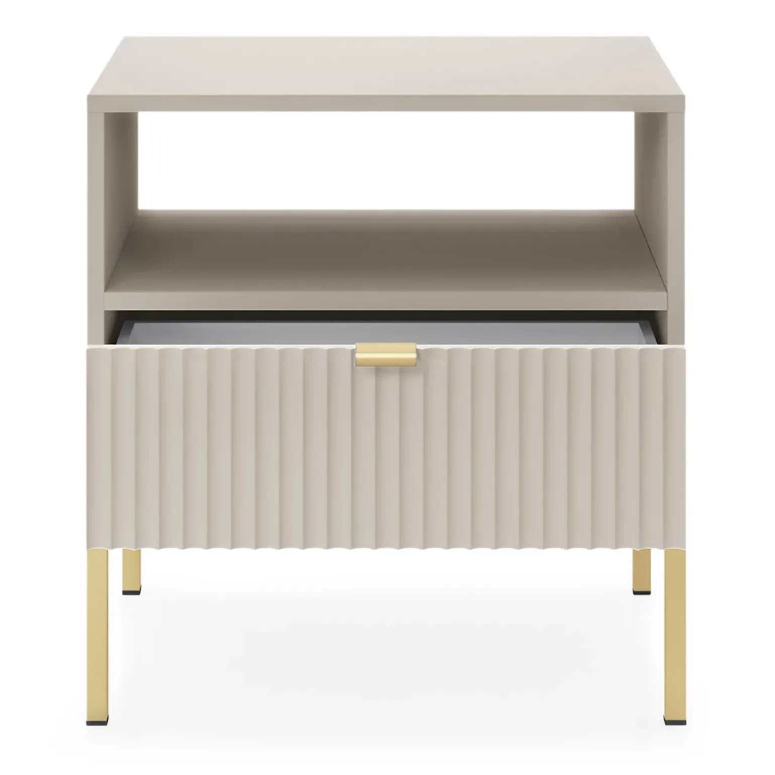 Comodino 54x56h cm 1 cassetto moderno beige Alisa