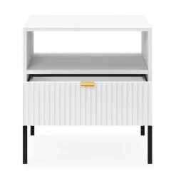 Comodino 54x56h cm 1 cassetto moderno bianco Alisa