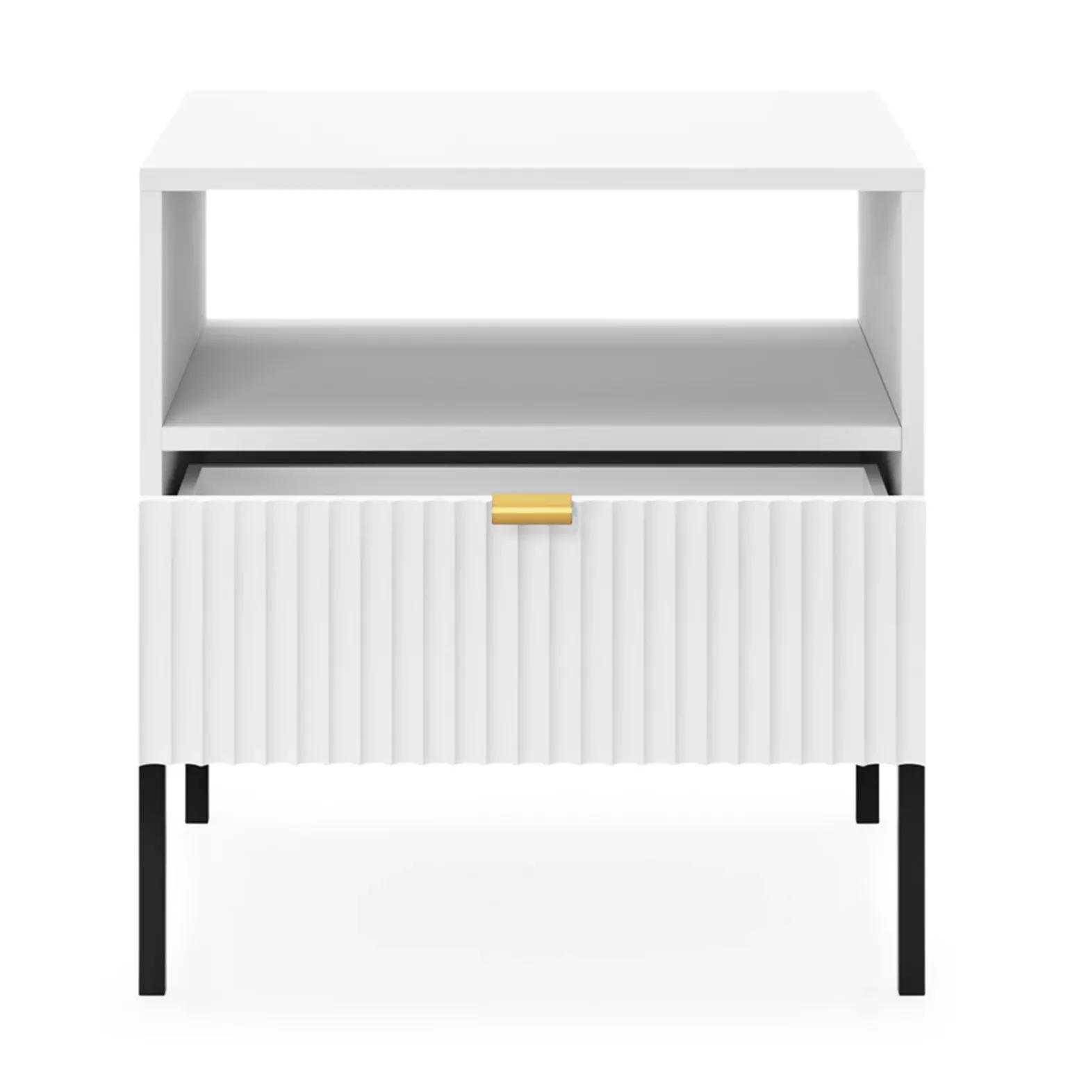 Comodino 54x56h cm 1 cassetto moderno bianco Alisa