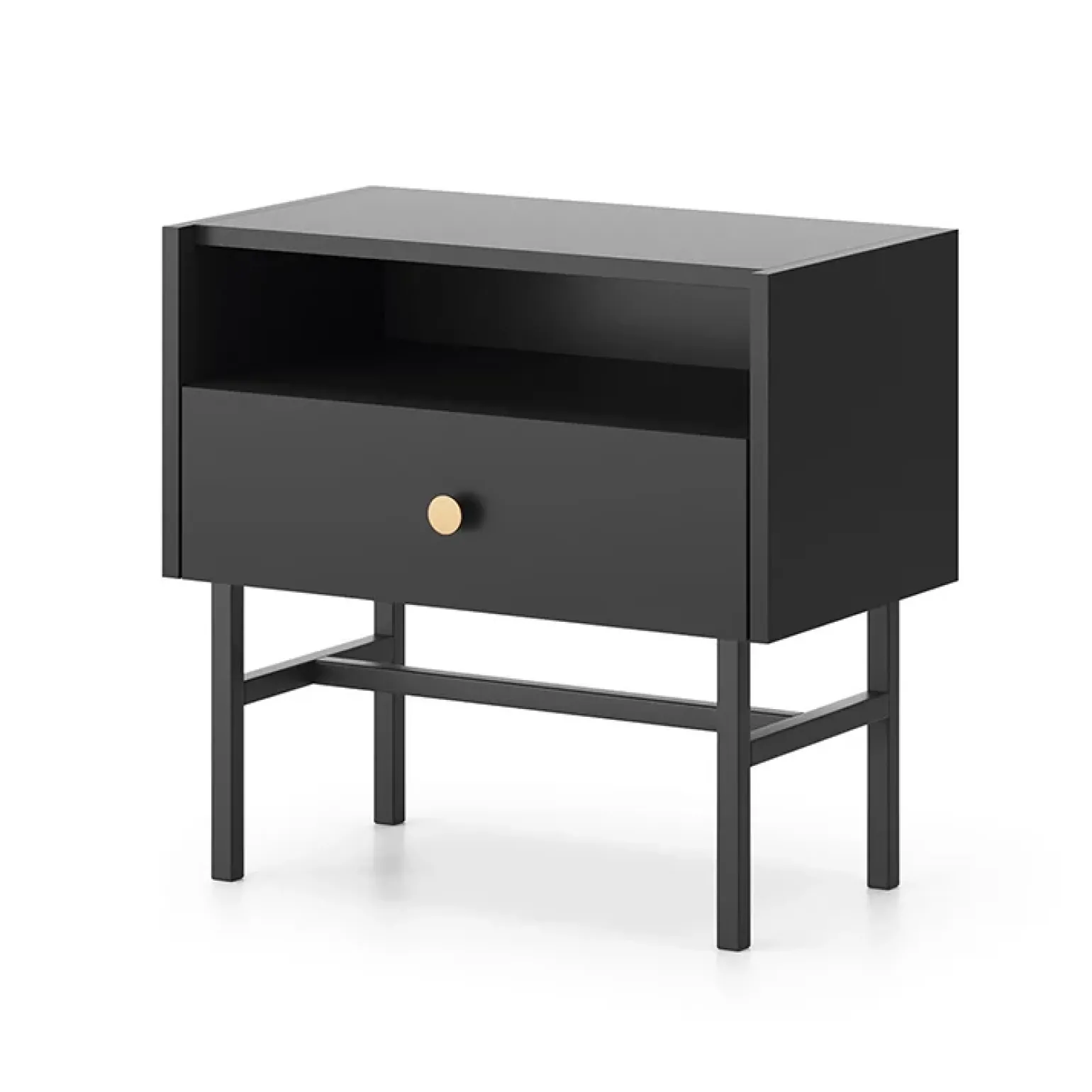 Comodino 55x52h cm 1 cassetto moderno nero Eterna