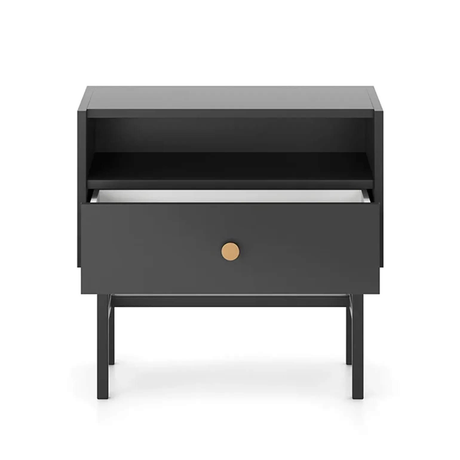 Comodino 55x52h cm 1 cassetto moderno nero Eterna