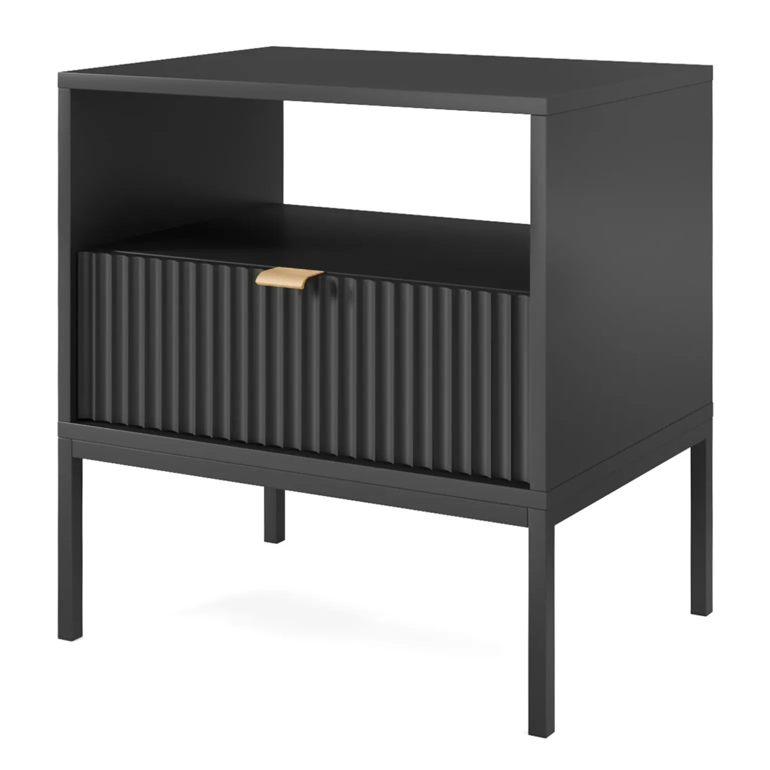 Comodino 54x56h cm 1 cassetto moderno nero Alisa
