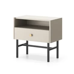 Comodino 55x52h cm 1 cassetto moderno beige Eterna