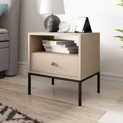 Comodino 54x56h cm 1 cassetto moderno beige Glory
