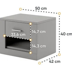 Comodino 50x40h cm 1 cassetto grigio grafite Ombra