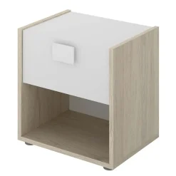 Comodino 40x42h cm 1 cassetto moderno rovere bianco Cairo