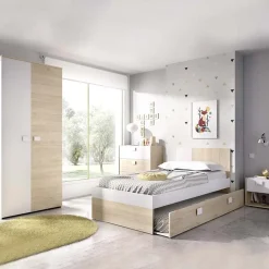 Comodino 40x42h cm 1 cassetto moderno rovere bianco Cairo