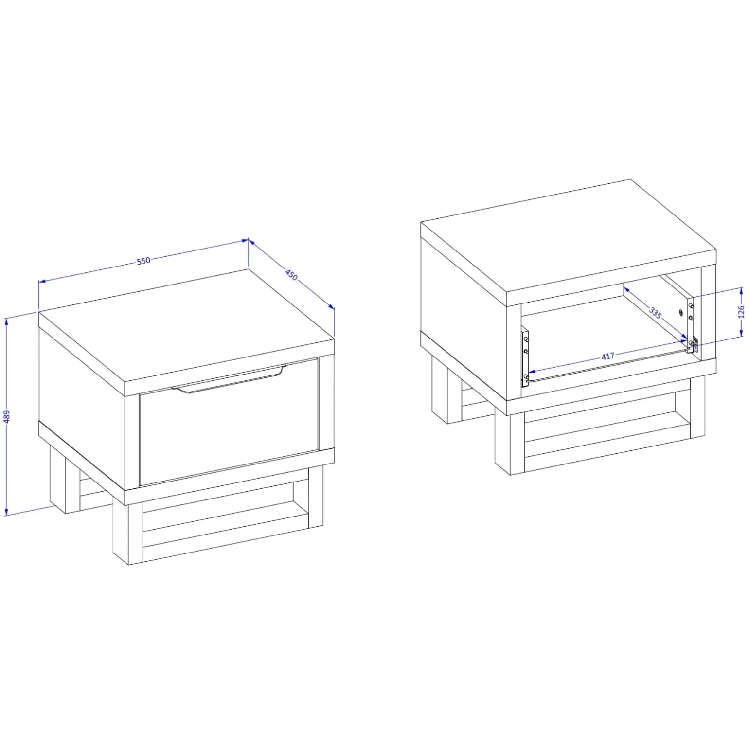 Comodino 55x49h cm 1 cassetto rovere Petra