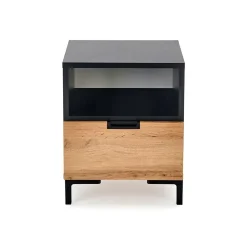 Comodino 40x52h cm 1 cassetto moderno rovere nero Ankara