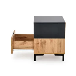 Comodino 40x52h cm 1 cassetto moderno rovere nero Ankara