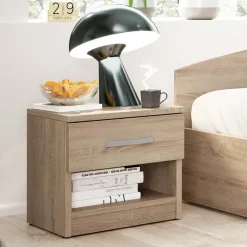 Comodino 40x40h cm 1 cassetto moderno rovere Tropea-Roma-Sorrento