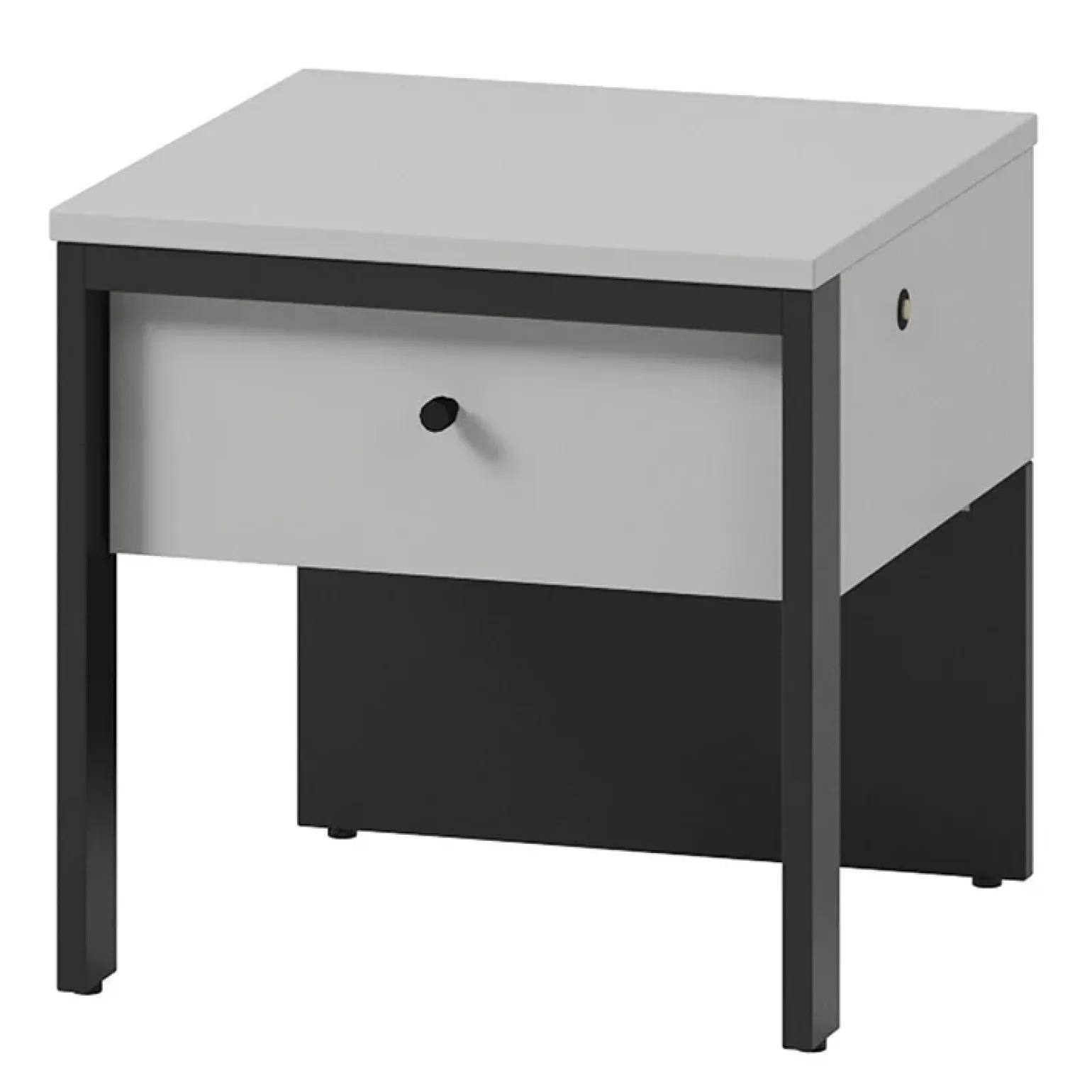Comodino 40x40h cm 1 cassetto con LED grigio nero Luna