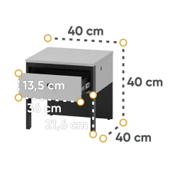 Comodino 40x40h cm 1 cassetto con LED grigio nero Luna