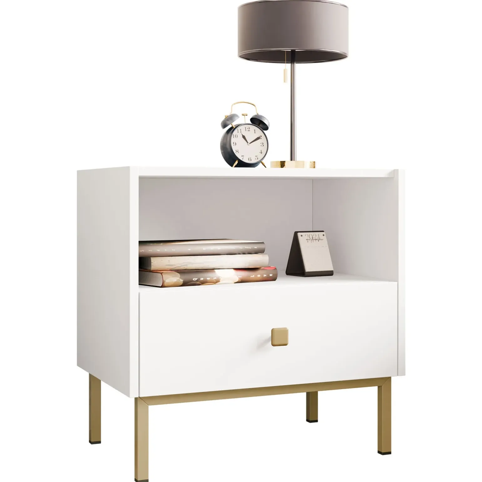 Comodino 55x56h cm 1 vano 1 cassetto bianco opaco Giuggiola